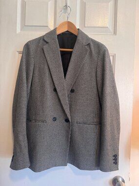 Uniqlo Double-Breasted Houndstooth Blazer
